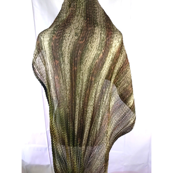 Cejon Rectangle Scarf 66 X 14" Brown Polka Dots Kringle Fabric Made In India - Picture 2 of 10